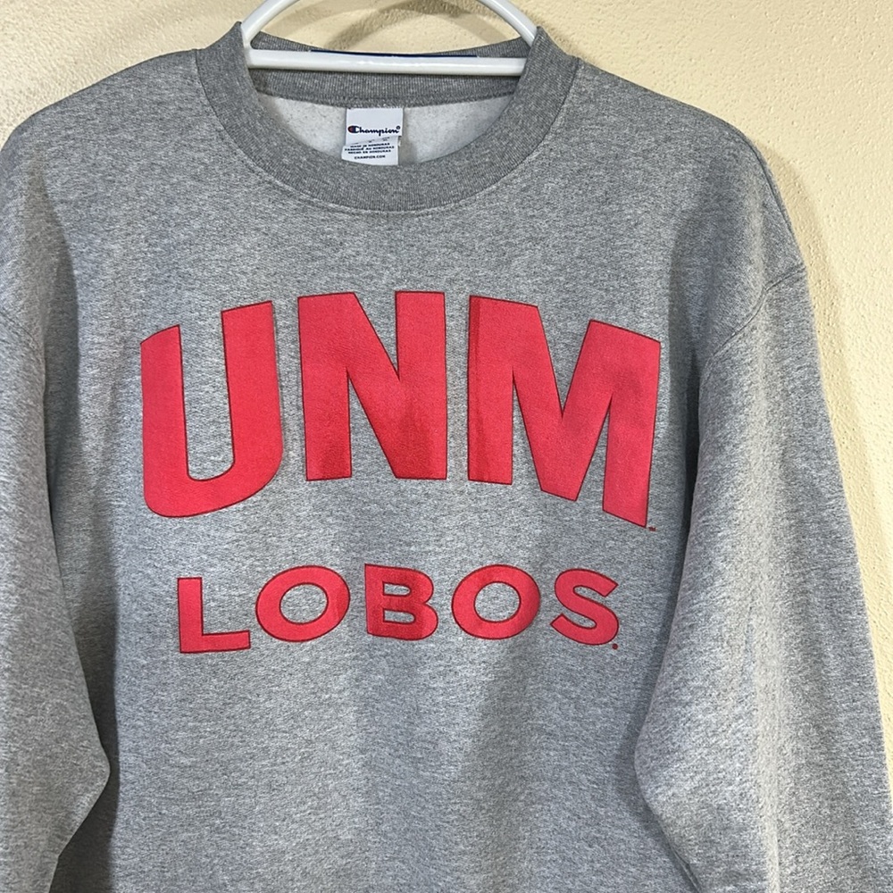 Champion Gray Crewneck Sweater with Red Print university of New Mexico - Picture 2 of 6